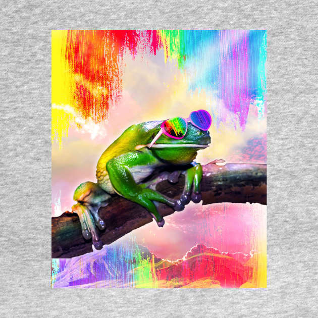 Rainbow Frog Wearing Love Heart Glasses by Random Galaxy